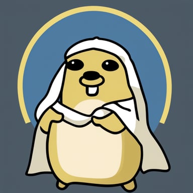 Go Blue Gopher as Jesus with halo, realistic background.