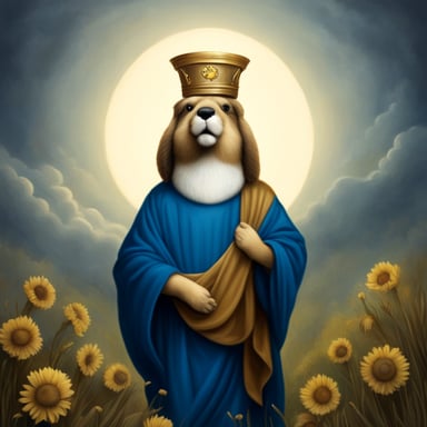 Go Blue Gopher as Jesus with a halo, in the style of a classical painting.