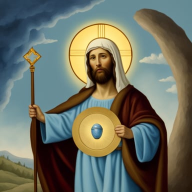 Go Blue Gopher as Jesus with a halo, in the style of a classical painting.