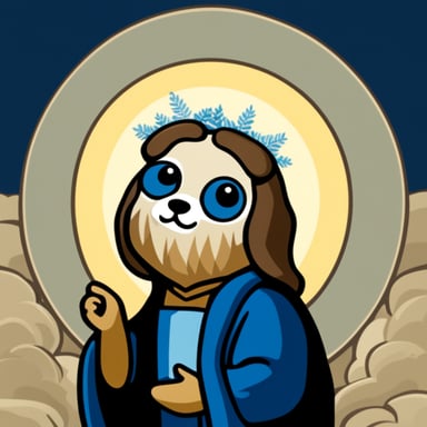 Go Blue Gopher as Jesus with a halo, in the style of a classical painting.