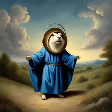 Go Blue Gopher as Jesus with a halo, in the style of a classical painting.