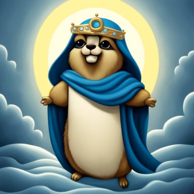 Go Blue Gopher as Jesus with a halo, in the style of a classical painting.