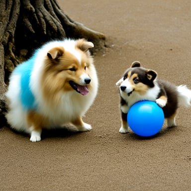 Go Blue Gopher playing with a Sheltie.