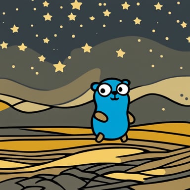 Stoic Go Blue Gopher done in the style of Starry Starry Night.