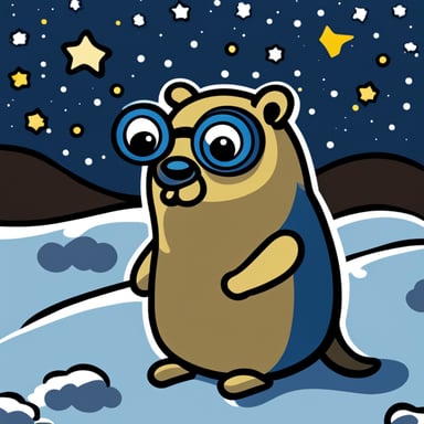 Stoic Go Blue Gopher done in the style of Starry Starry Night.