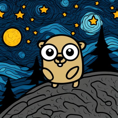 Stoic Go Blue Gopher done in the style of Starry Starry Night.