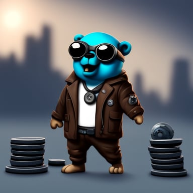 Happy Go Blue Gopher as the Terminator in a realistic style.