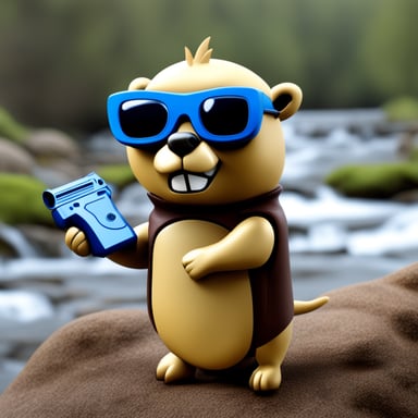 Happy Go Blue Gopher as the Terminator in a realistic style.