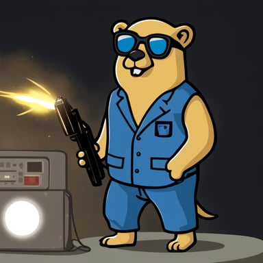 Go Blue Gopher as John McClane in Die Hard.