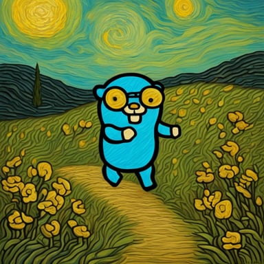 Go Blue Gopher in Van Gogh painting style