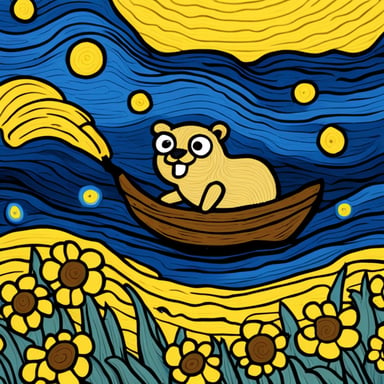 Go Blue Gopher in Van Gogh painting style