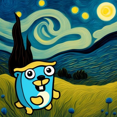 Go Blue Gopher in Van Gogh painting style