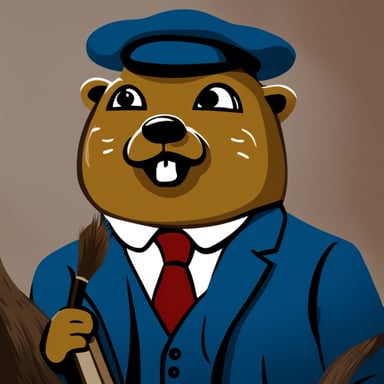 Go Blue Gopher in the style of a classical painting, echoing 'say hello to my little friend' from Scarface.