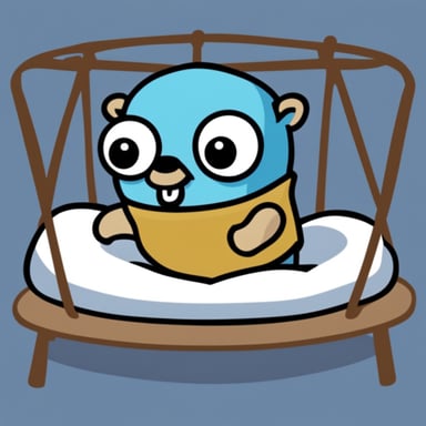 Go Blue Gopher in a cradle.