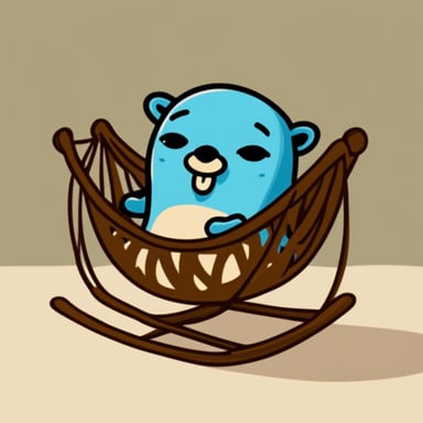 Go Blue Gopher in a cradle.