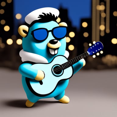 Go blue gopher as realistic Elvis