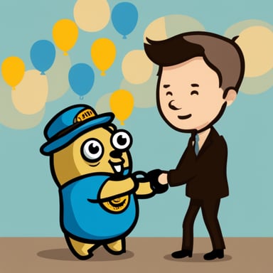 Go blue gopher freeing a man from handcuffs labeled Java.