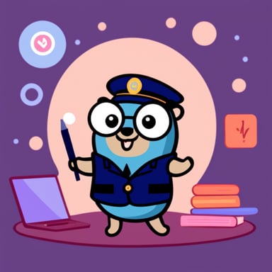 Go Blue Gopher as a security officer.