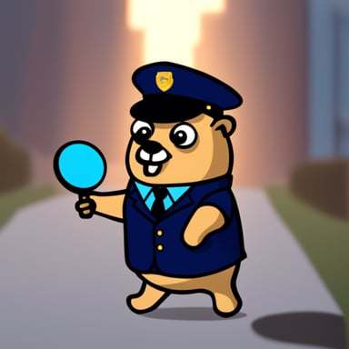Go Blue Gopher as a security officer.