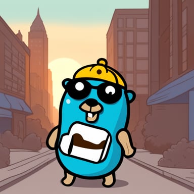 Go Blue Gopher as a serious looking bodyguard.