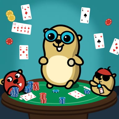 Go Blue Gopher as the poker player.