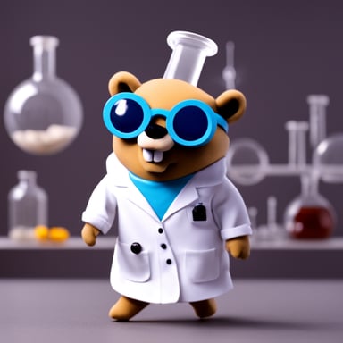 Go Blue Gopher as a mad scientist.