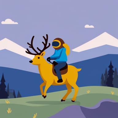 A Go Blue Gopher riding an elk.