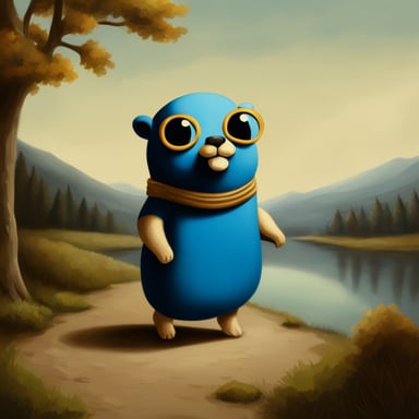 Go Blue Gopher in classical painting style