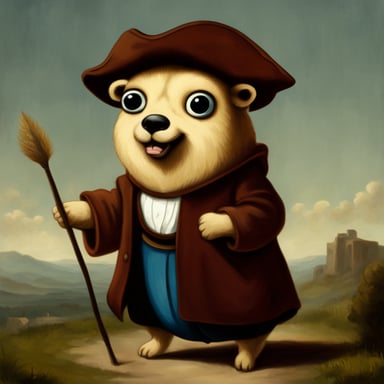 Go Blue Gopher in classical painting style
