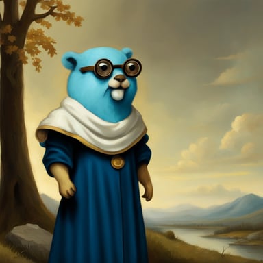 Go Blue Gopher in classical painting style