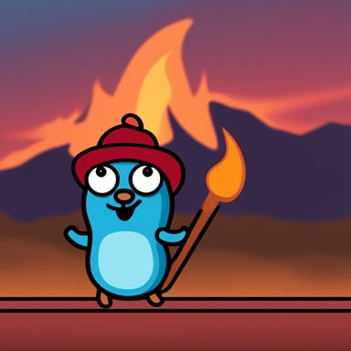 Go Blue Gopher in the style of Elmo in flames meme.