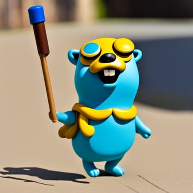 Go Blue Gopher on a pogo-stick.