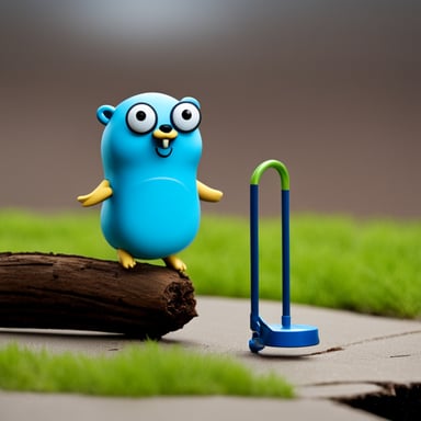 Go Blue Gopher on a pogo-stick.