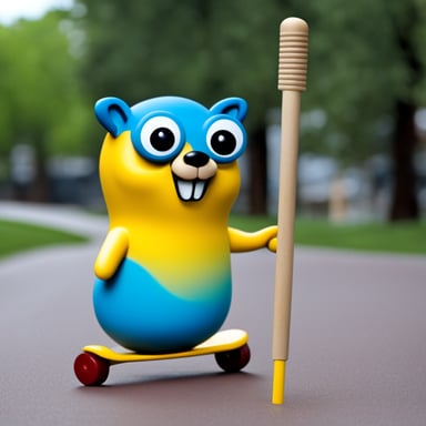 Go Blue Gopher on a pogo-stick.