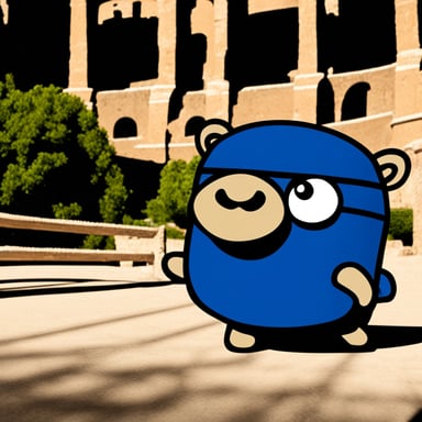 Go Blue Gopher as Caesar at the Colosseum.