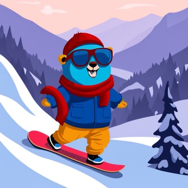 Go Blue Gopher as the snowboarder.