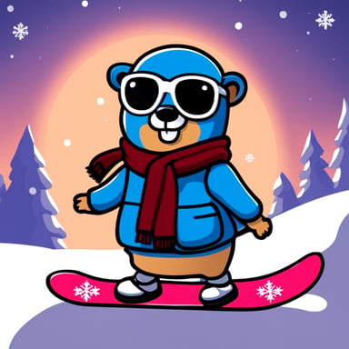 Go Blue Gopher as the snowboarder.