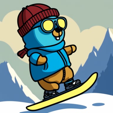 Go Blue Gopher as the snowboarder.
