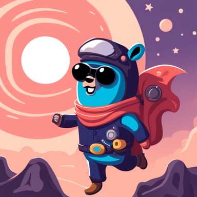 Go Blue Gopher as a cowboy in space who is running out of oxygen.