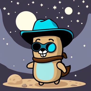 Go Blue Gopher as a cowboy in space who is running out of oxygen.