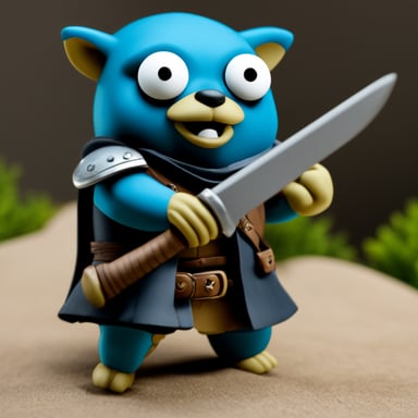 Go Blue Gopher, embodying Geralt from the Witcher series, is locked in combat with a ghul.
