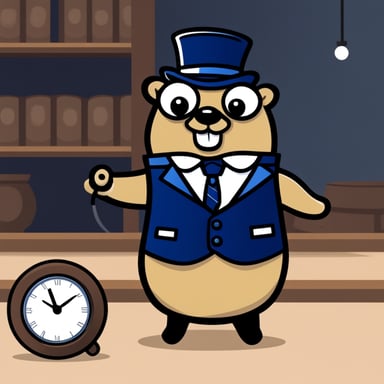 A go blue gopher as a butler with the chat.