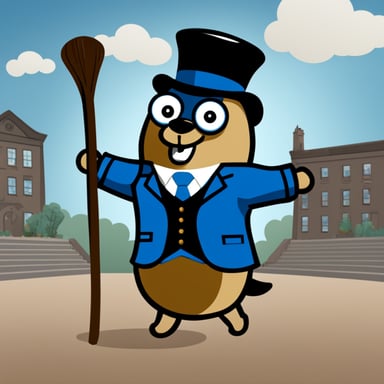 A go blue gopher as a butler with the chat.