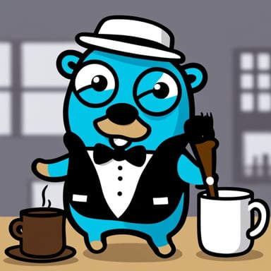 A go blue gopher as a butler with the chat.