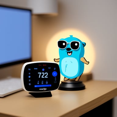 Go Blue Gopher using a smart thermostat and a security camera.