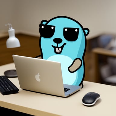Go Blue Gopher surfing the web