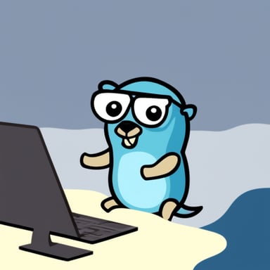 Go Blue Gopher surfing the web