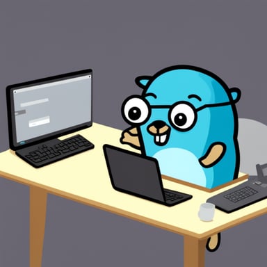 Go Blue Gopher surfing the web