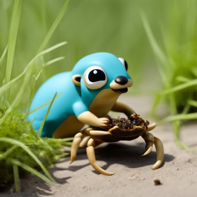 Go Blue Gopher eating rust crab