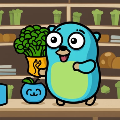 Go Blue Gopher wearing a graphical t-shirt with a broccoli.